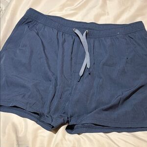 BURLEBO Men's Navy Athletic Drawstring Shorts